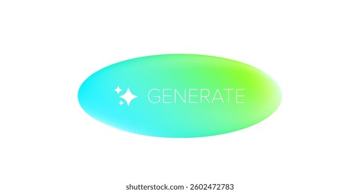 AI generated gradient neon button for artificial intelligence generate app vector design. Artificial intelligence generate button for web application and AI generation online tool UI