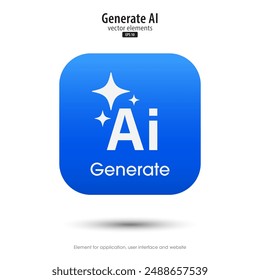 Ai generated icon. 3d button minimal style modern with Ai stars icon. Tools for generate from the text. Large data processing concept. Icon element design for app and web. Vector illustration.