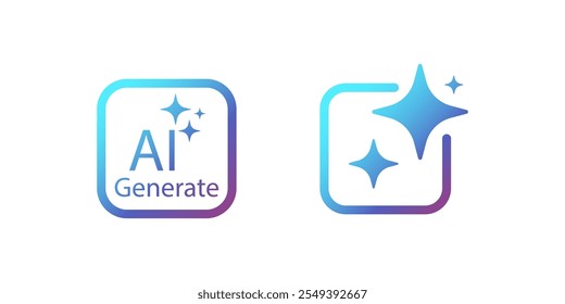Ai generated icon. Artificial Intelligence icon. Machine learning generator. Chat brain assistant. Computer help assistant. Icon element design for app and web. Vector illustration.
