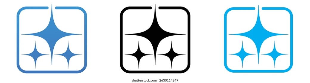 Ícone gerado pelo AI. A inteligência artificial gera um conjunto de vetores de ícone. Botão de símbolo de prompt de comando do AI. Gerar alternância.Ícone do logotipo IA geral símbolo de estrelas cintilantes mágicas , sinal de inteligência artificial.
