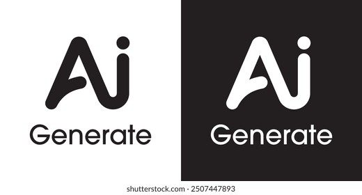Icono AI Generado. Símbolo Generar. Inteligencia artificial y concepto de tecnología de aprendizaje automático. Elemento de icono para App y Web. Ilustración vectorial.