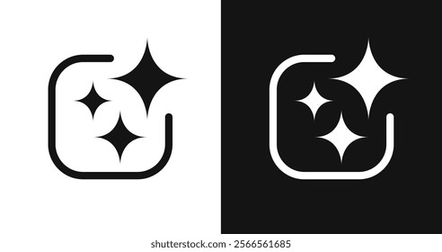 Ai generated icon, Ai logo. Ai sparkle star with square. Artificial intelligence symbol for app and web