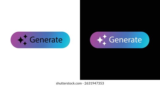 AI generated icon on white background. AI generate button and AI star and square icon. Artificial intelligence and Machine learning icon button concept in trendy neumorphic style.