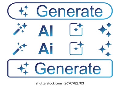 Icono generado por IA sobre fondo blanco. La IA genera el Botón y la IA estrella y cuadrado icono. Inteligencia artificial y concepto de Botón de ícono de aprendizaje automático en estilo neumórfico de moda. Logotipo del IA generativo 