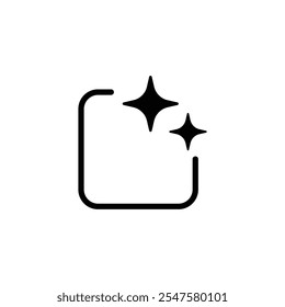 Icono generado por aire. Estilo de contorno simple. AI estrella y cuadrado, inteligencia artificial, asistente de ayuda de computadora, concepto de tecnología. Símbolo de línea delgada. Ilustración vectorial aislada.
