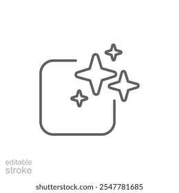 Ai generated icon. Simple outline style. AI star and square, artificial intelligence, computer help assistant, technology concept. Thin line symbol. Vector illustration isolated. Editable stroke.