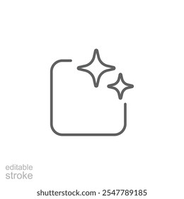 Ai generated icon. Simple outline style. AI star and square, artificial intelligence, computer help assistant, technology concept. Thin line symbol. Vector illustration isolated. Editable stroke.