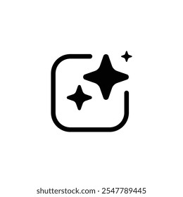 Ai generated icon. Simple outline style. AI star and square, artificial intelligence, computer help assistant, technology concept. Thin line symbol. Vector illustration isolated.