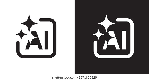 Ai generated icon. AI star and square icon. Artificial intelligence technology and Machine learning concept. Icon element for application and web. Vector illustration.