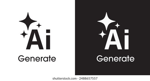 Ai generated icon. AI star icon. Tools for generate from the text. Computer help assistant. Large data processing concept. Icon element design for app and web. Vector illustration.
