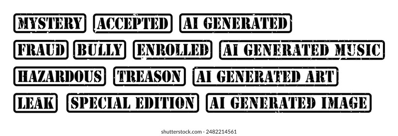 AI Generated Image Art Music  Set Red Rubber Stamp Grunge Texture Label Badge Sticker Vector EPS PNG Transparent No Background Clip Art Vector EPS PNG