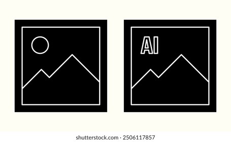 Icono de Imagen generado por IA, ícono de Galería de Imagen de inteligencia artificial. Iconos de Imagen editables