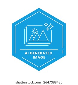 AI Generated Image Vector Icon. Mountain Landscape with Sun. Automated Image Creation, AI-Powered Visuals, Digital Artwork Generation, Creative Design Tools.