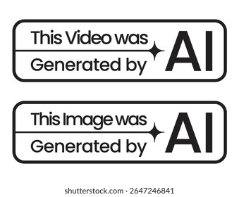 ai generated image and video disclaimer label graphic in stacked layout on white background