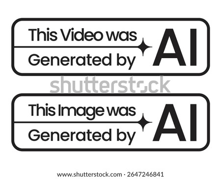 ai generated image and video disclaimer label graphic in stacked layout on white background