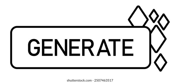 AI generated line button. AI generation tool ui. Vector illustration isolated on white background.