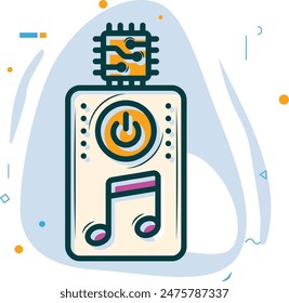 AI generated music micro player concept, songs on demand vector icon design, Artificial general intelligence symbol, Natural Language Processing sign, Machine and Deep Learning stock illustration