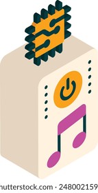 AI generated music micro player isometric concept, songs on demand vector icon de Artificial general intelligence Natural Language Processing Machine and Deep Learning stock illustration