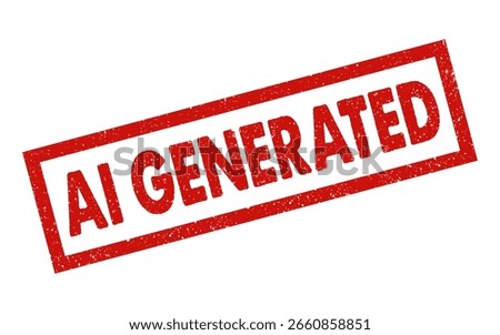 Ai Generated red ink rubber stamp grunge seal badge grainy effect vintage retro style tag vignette artificial intelligence technology digital deepfake ai generative ai modern tech warning