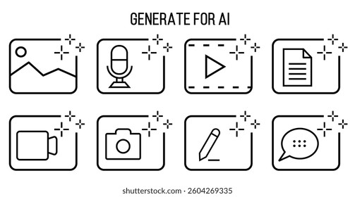 AI Generated Research icon set 