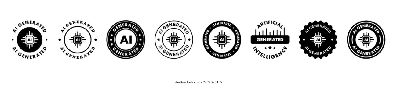 Ai generated sticker, label, sign, emblem. Ai generated icon. Artificial intelligence generated. Vector set