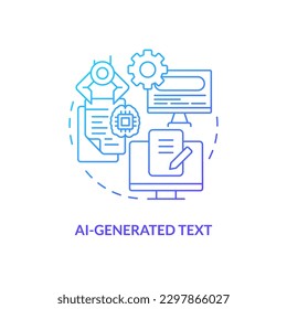 AI generated text blue gradient concept icon. Virtual writer software. Computer based media type abstract idea thin line illustration. Isolated outline drawing. Myriad Pro-Bold font used