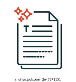 Ícone do vetor de texto gerado pelo AI. Criação De Conteúdo, Redação Automatizada De Texto, Ferramentas De Escrita Com AI, Aprendizagem Automática, Soluções De Escrita Criativa.