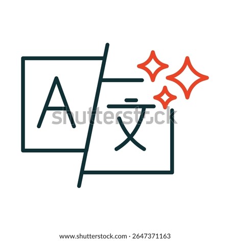 AI Generated Translation Vector icon. Multilingual Translation, AI-Powered Language Tools, Cross-Language Communication, Digital Localization, Language Solutions.