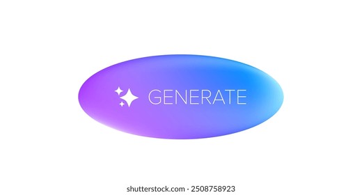 AI generated ultraviolet neon button for artificial intelligence generate app design isolated on white. Artificial intelligence generate button for web application and AI generation online tool UI