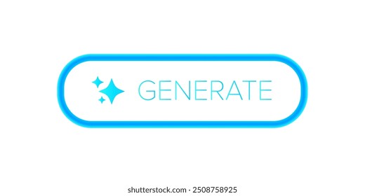 AI generated ultraviolet neon button for artificial intelligence generate app design isolated on white. Artificial intelligence generate button for web application and AI generation online tool UI