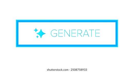 AI generated ultraviolet neon button for artificial intelligence generate app design isolated on white. Artificial intelligence generate button for web application and AI generation online tool UI