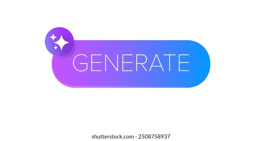 AI generated ultraviolet neon button for artificial intelligence generate app design isolated on white. Artificial intelligence generate button for web application and AI generation online tool UI