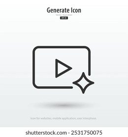 Ícone de vídeo gerado pelo AI. Vídeo generativo por aprendizagem de máquina. A IA entra pelo prompt de comando para gerar ideias. Elemento de ícone para a Web de aplicativos. Ilustração vetorial.