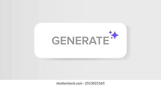 AI generated white paper style button for artificial intelligence generate app vector design. Artificial intelligence generate button for web application and AI generation online tool UI