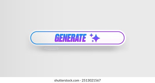 AI generated white paper style button for artificial intelligence generate app vector design. Artificial intelligence generate button for web application and AI generation online tool UI