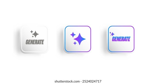 AI generated white paper style button for artificial intelligence generate app vector design. Artificial intelligence generate button for web application and AI generation online tool UI