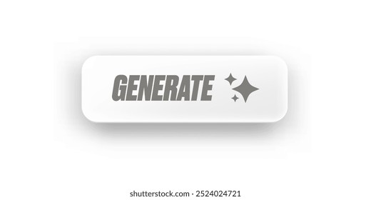 AI generated white paper style button for artificial intelligence generate app vector design. Artificial intelligence generate button for web application and AI generation online tool UI