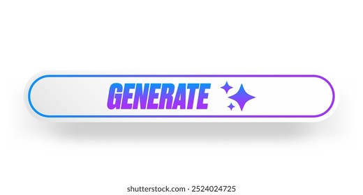 AI generated white paper style button for artificial intelligence generate app vector design. Artificial intelligence generate button for web application and AI generation online tool UI