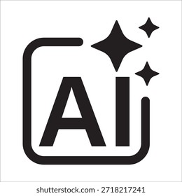 Ícone de geração de IA. Símbolo de inteligência artificial com efeito de faísca. Ícone de selo mágico IA generativo. Sinal de automação de tecnologia inteligente. Ícone de glifo sólido para interface UI UX e design de produto digital.
