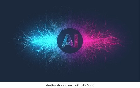 AI Generative Banner Concept In The Digital Style. Generative Ideas Design Element For Internet Technology. Futuristic Technology Concept Artificial Intelligence