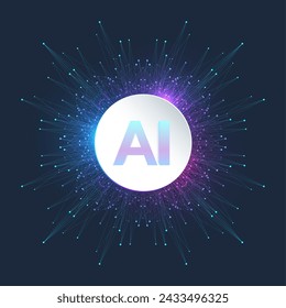 AI Generative Banner Concept In The Digital Style. Generative Ideas Design Element For Internet Technology. Futuristic Technology Concept Artificial Intelligence