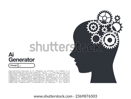 AI generator Artificial intelligence with in humanoid head. machine learning and cyber mind domination concept. vector illustration.