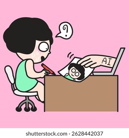 Gerador de IA transformar Lady de pânico em um desenho conceito Cartoon ilustração personagem