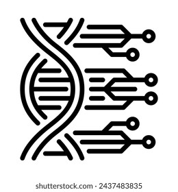 Ai genetic icon. Outline style. Vector. Isolate on white background.