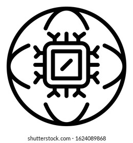 Ai global processor icon. Outline ai global processor vector icon for web design isolated on white background