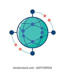 Red AI Globe que brilla intensamente con puntos conectados
