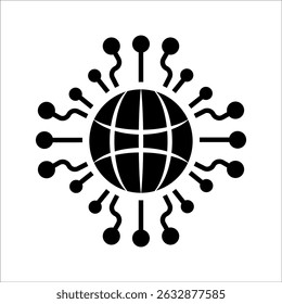 Ai globe with technology circuit board sphere. Artificial Intelligence sphere. Machine learning intelligence concept. Big data innovation technology. Electronic glow connect. Vector illustration.