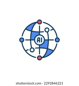AI Globe vector Artificial Intelligence Earth Globe concept colored round icon or sign 