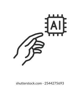 AI god, icon in line design. AI, god, power, intelligence, divine, machine, technology on white background vector. AI god editable stroke icon