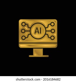 AI gold plated metalic icon or logo vector